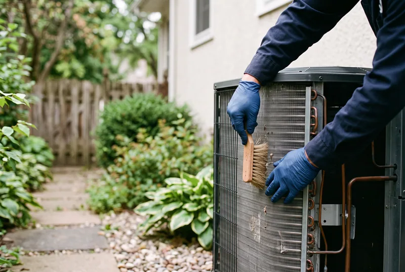 Sample photo: cleaning the fins of the outdoor coil